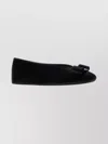 Ferragamo Leather Round Toe Ballerina Shoes With Bow Detail In Black