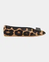 Ferragamo Vanna Leopard Print Ballet Flats
