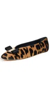 Ferragamo Vanna Leopard Print Ballet Flats In Fondo/nero