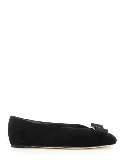 Ferragamo Vanna V Ballerina In Velvet