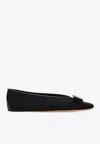 Ferragamo Vanna V Ballerinas In Velvet In Black