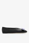 Ferragamo Vara Bow Ballet Flats In Black