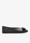 Ferragamo Vanna Vara Bow Leather Ballet Flats In Black