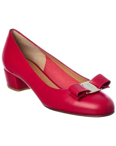 Ferragamo Vara 1 Leather Pump In Red