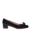 Ferragamo Vara Patent Leather Pumps In Blue
