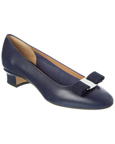 Ferragamo Vara 2.0 Leather Pump In Blue
