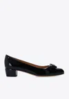 Ferragamo Vara Bow-embellished Patent-leather Pumps In Black