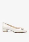 Ferragamo Vara Bow Low-heeled Shoes In White