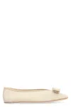 Ferragamo Bow Mesh Round Toe Ballet Flats