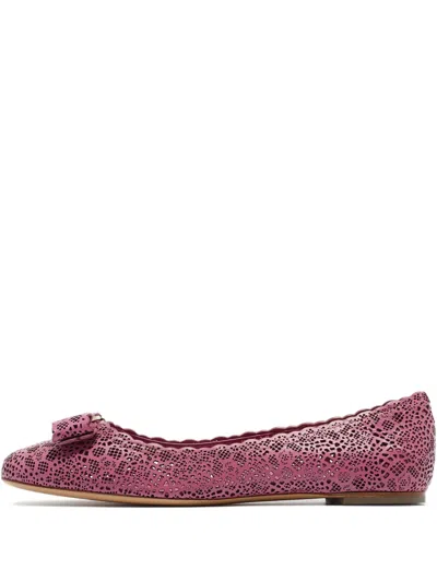 Pre-owned Ferragamo Vara Ballet Flats