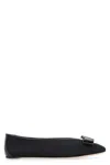 Ferragamo Vanna V Ballerinas In Velvet In Black