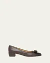 Ferragamo Vara Bicolor Leather Bow Low Pumps