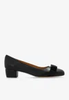 Ferragamo Vara Bow-embellished Patent-leather Pumps In Black