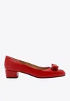Ferragamo Vara Bow 30 Patent Leather Pumps In Red