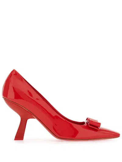 FERRAGAMO VARA BOW 85MM PATENT LEATHER PUMPS