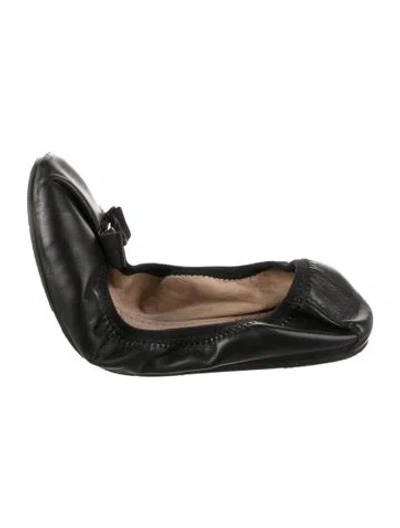 Pre-owned Ferragamo Vara Bow Accent Leather Ballet Flats In Black