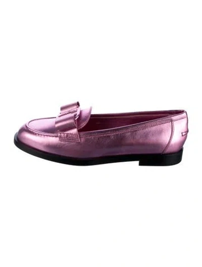Pre-owned Ferragamo Vara Bow Accent Leather Loafers