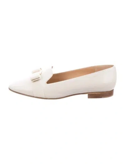 Pre-owned Ferragamo Vara Bow Accent Leather Loafers In Neutral