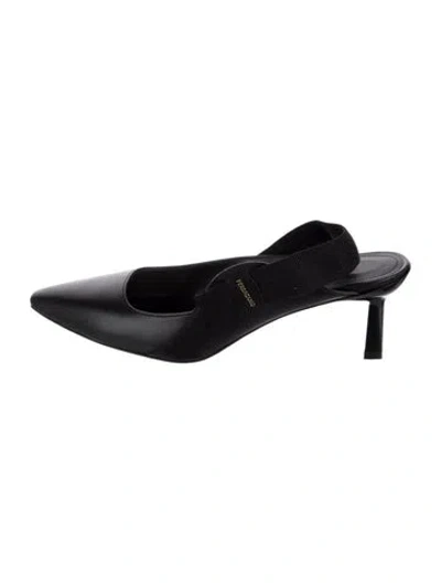 Pre-owned Ferragamo Vara Bow Accent Leather Mules In Black