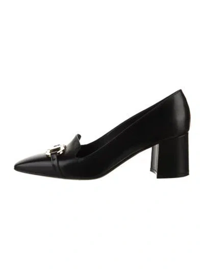 Pre-owned Ferragamo Vara Bow Accent Leather Pumps In Black