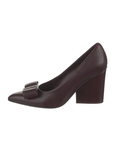 Pre-owned Ferragamo Vara Bow Accent Leather Pumps In Purple