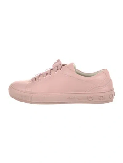 Pre-owned Ferragamo Vara Bow Accent Leather Sneakers In Pink