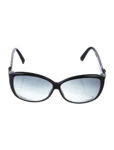 Pre-owned Ferragamo Vara Bow Accent Oversize Sunglasses In Black