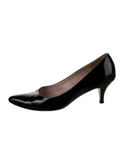 Pre-owned Ferragamo Vara Bow Accent Patent Leather Pumps In Green