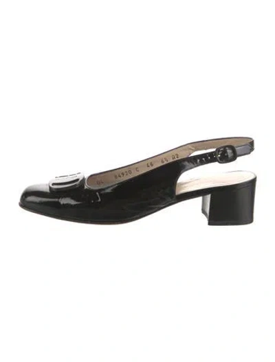 Pre-owned Ferragamo Vara Bow Accent Patent Leather Slingback Pumps In Multi
