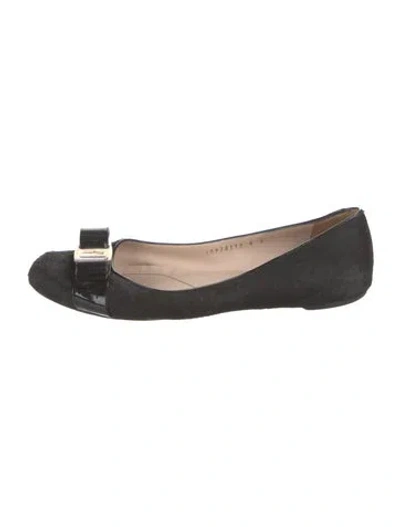 Pre-owned Ferragamo Vara Bow Accent Ponyhair Flats In Brown