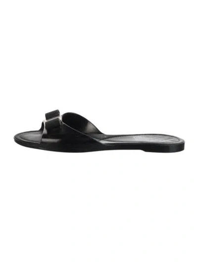 Pre-owned Ferragamo Vara Bow Accent Pvc Slides In Black