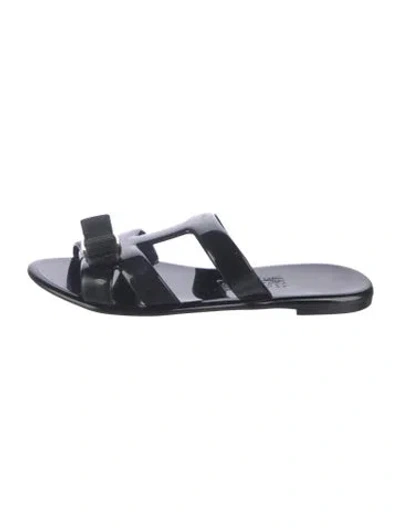 Pre-owned Ferragamo Vara Bow Accent Pvc Slides In Black