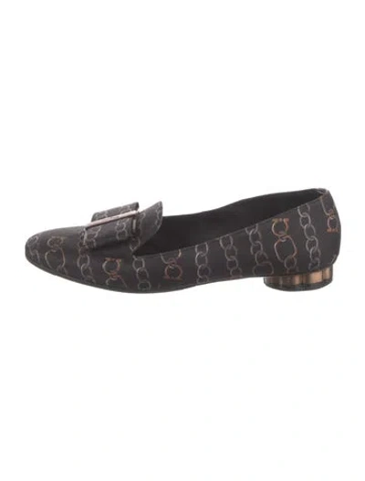 Pre-owned Ferragamo Vara Bow Accent Satin Loafers
