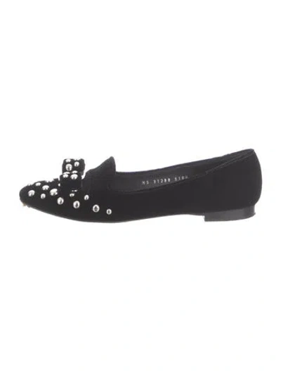 Pre-owned Ferragamo Vara Bow Accent Velvet Loafers In Black