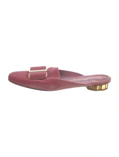 Pre-owned Ferragamo Vara Bow Accent Velvet Mules In Pink