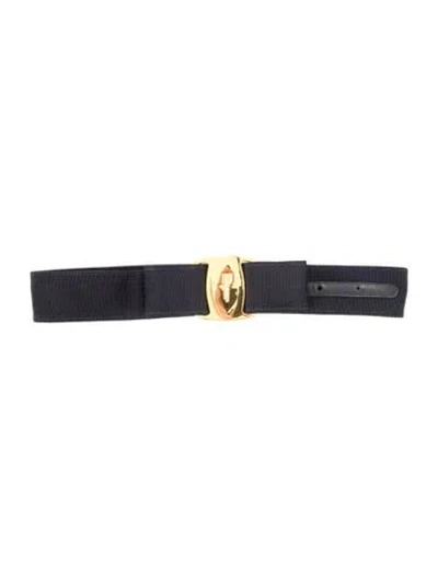 Pre-owned Ferragamo Vara Bow Accent Waist Belt In Blue