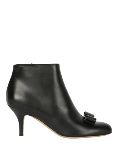 Ferragamo Vara Bow Ankle Boots - Narrow Width In Black