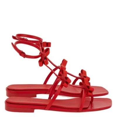 Ferragamo Vara Bow Ankle-strap Sandals In Red