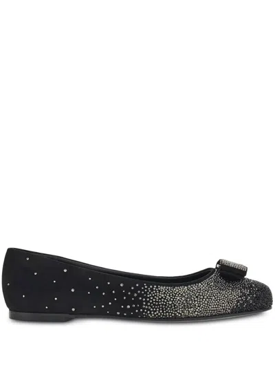 Ferragamo Vara Bow Ballerina Shoes In Black