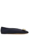 Ferragamo Vara Bow Ballerina Shoes In Blue