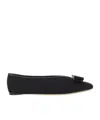 Ferragamo Vanna V Ballerinas In Velvet In Black