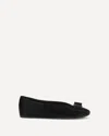 Ferragamo Leather Round Toe Ballerina Shoes With Bow Detail In Black