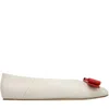 Ferragamo Vanna Vara Bow Ballet Flats In Calf Leather In White