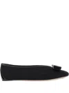 Ferragamo Vanna V Ballerinas In Velvet In Black