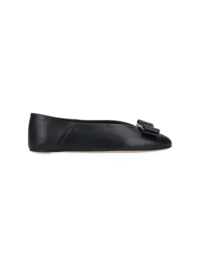 Ferragamo Vara Bow Ballet Flats In Black