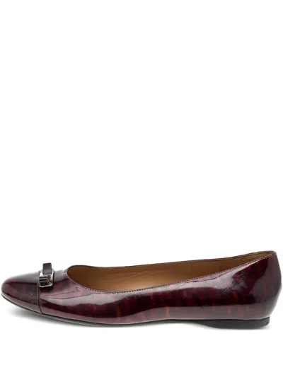 Pre-owned Ferragamo Vara Bow Ballet Flats In Red