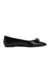 Ferragamo Salvatore  Ballerina Flats With Luxurious Lambskin Upper And Signature Buckle Detail In Black