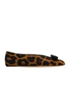 Ferragamo Horsehair Printed Vanna Ballet Flats In Black