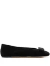 Ferragamo Vanna V Ballerinas In Velvet In Black