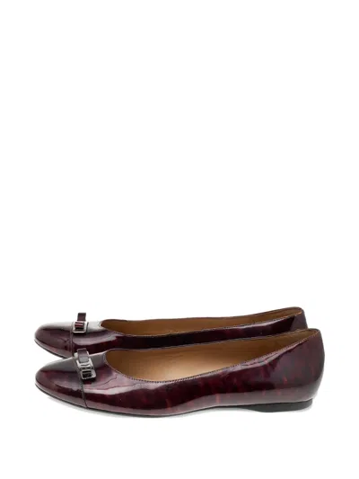 Pre-owned Ferragamo Vara Bow Ballet Flats In Red